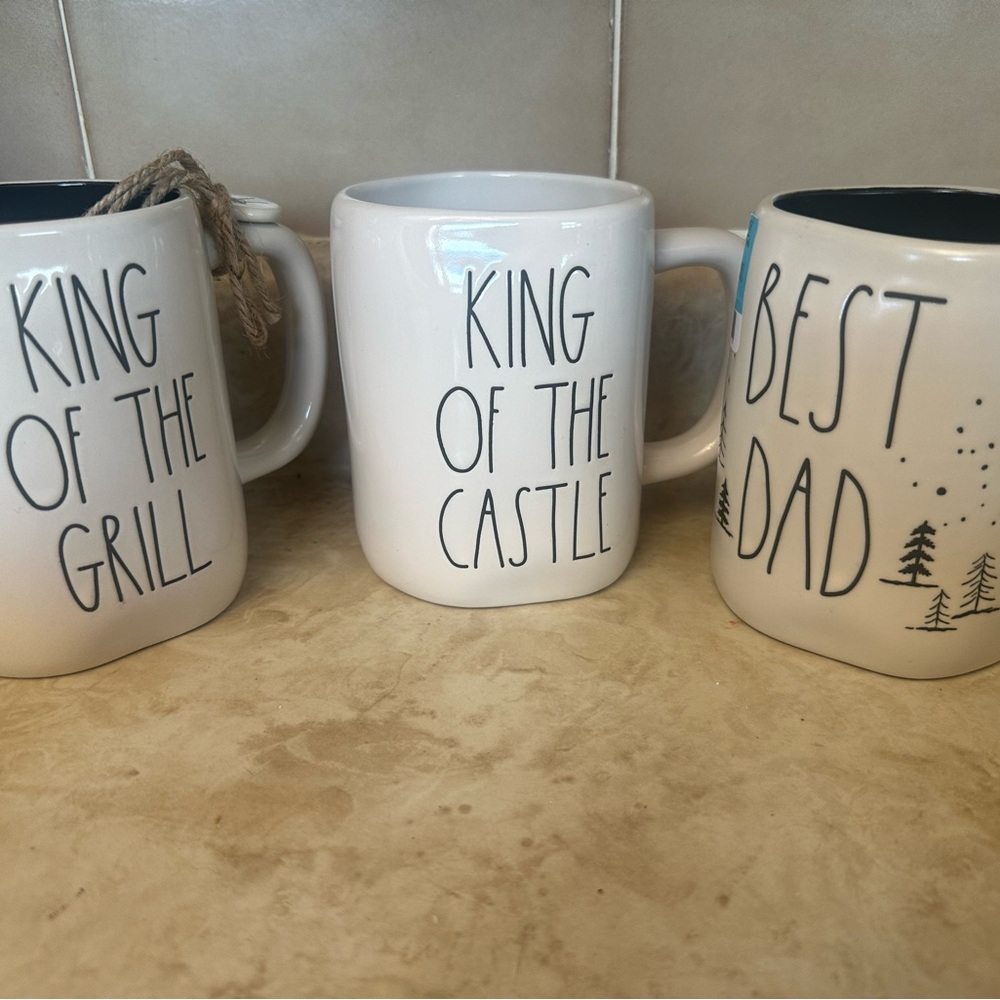 White Ceramic Mug Set - King of the Grill, King of the Castle, Best Dad